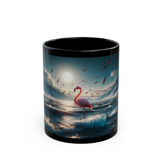 Pink Flamingo Tea Cup, Black Coffee Mug, Mother's day, Gift for Her, 11oz - Homevalley.co.uk