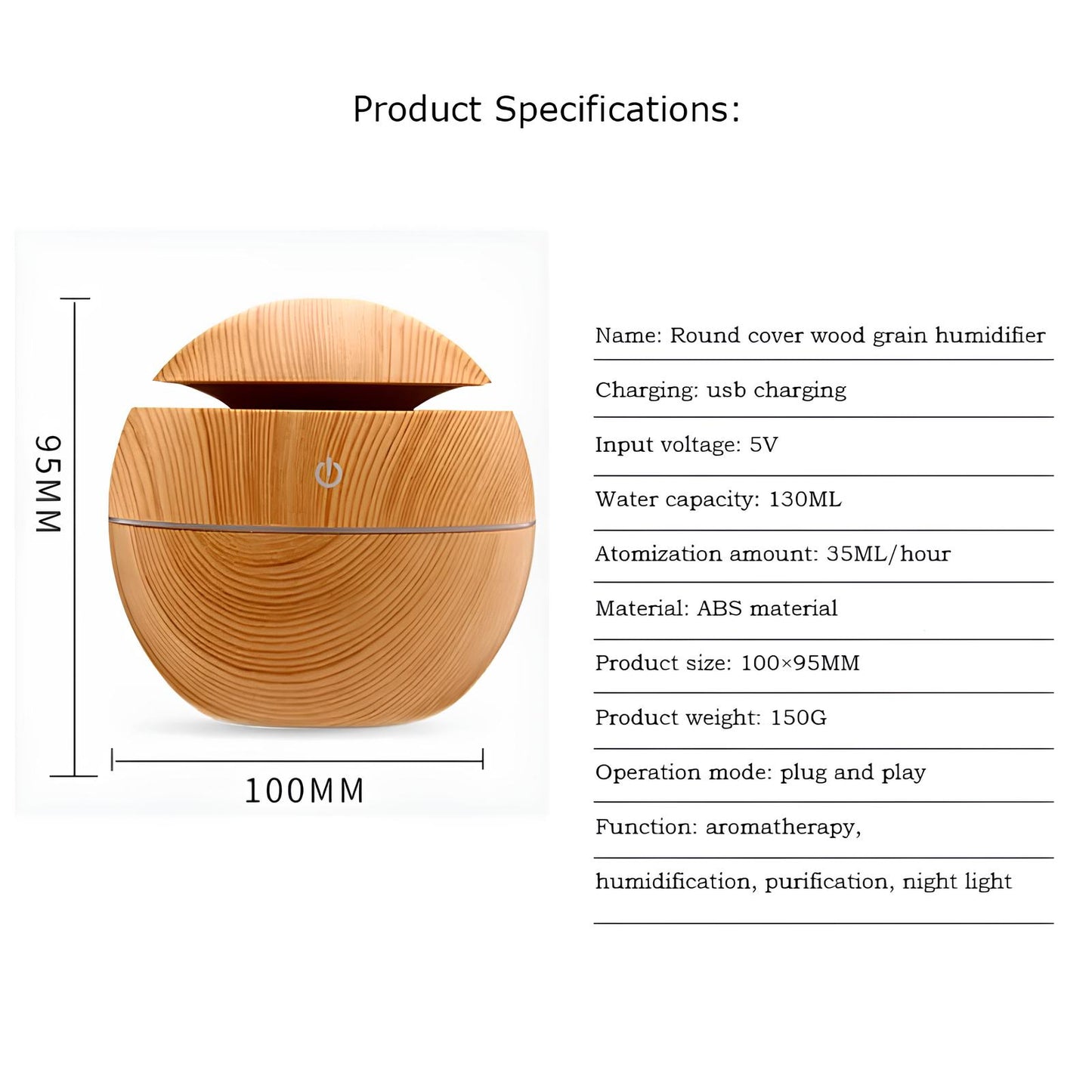 Portable Aroma Diffuser And Humidifier 130ML with 7 Color LED Light - Homevalley.co.uk
