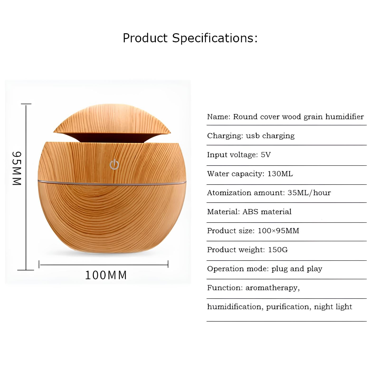 Portable Aroma Diffuser And Humidifier 130ML with 7 Color LED Light - Homevalley.co.uk