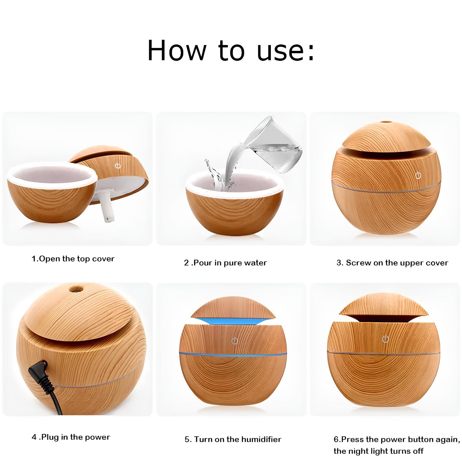 Portable Aroma Diffuser And Humidifier 130ML with 7 Color LED Light - Homevalley.co.uk