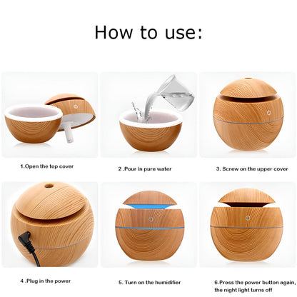 Portable Aroma Diffuser And Humidifier 130ML with 7 Color LED Light - Homevalley.co.uk