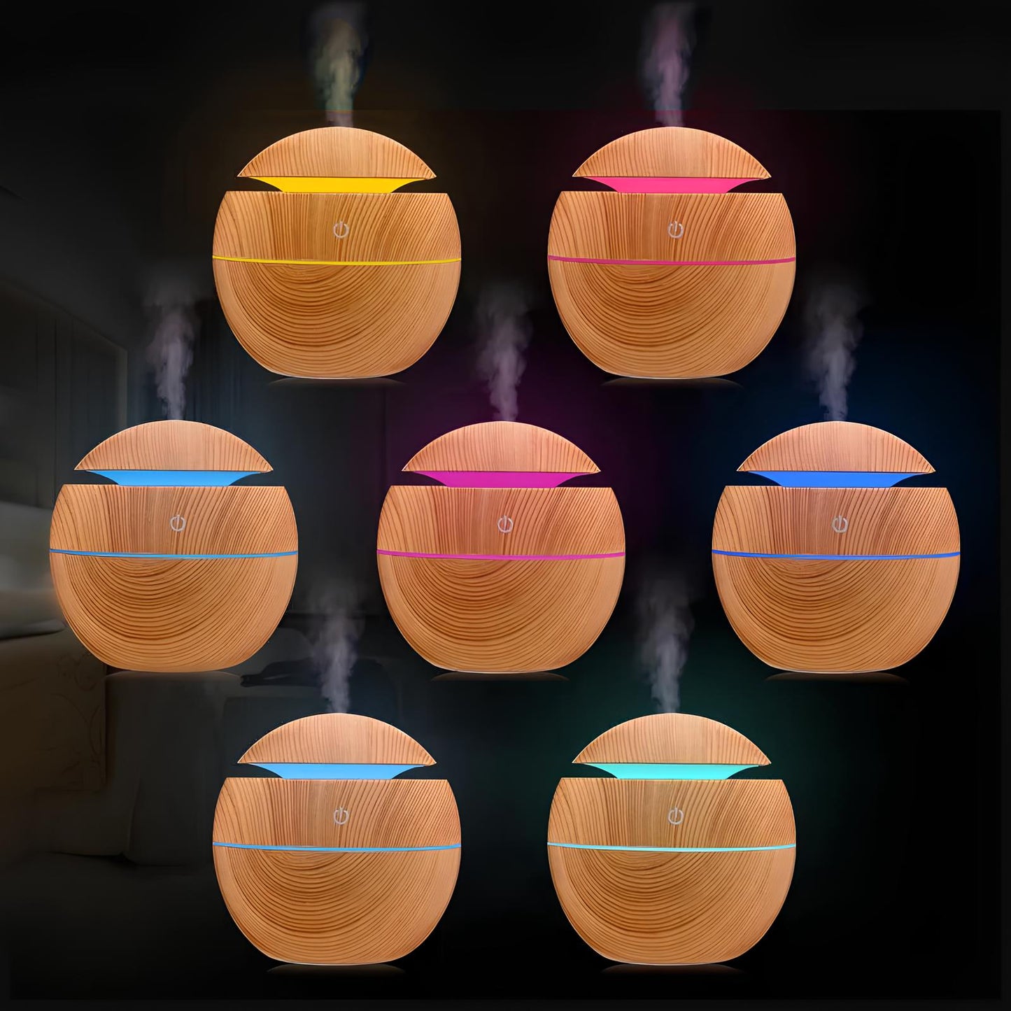 Portable Aroma Diffuser And Humidifier 130ML with 7 Color LED Light - Homevalley.co.uk