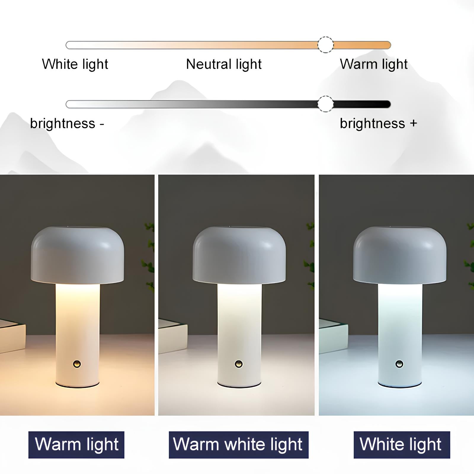 Portable Cordless Dimmable Rechargeable USB Mushroom Table Lamp - Homevalley.co.uk