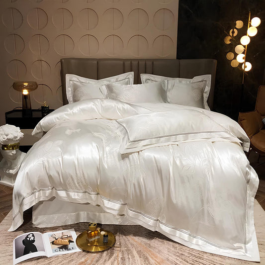 Premium Ivory Jacquard Duvet Set - Homevalley.co.uk