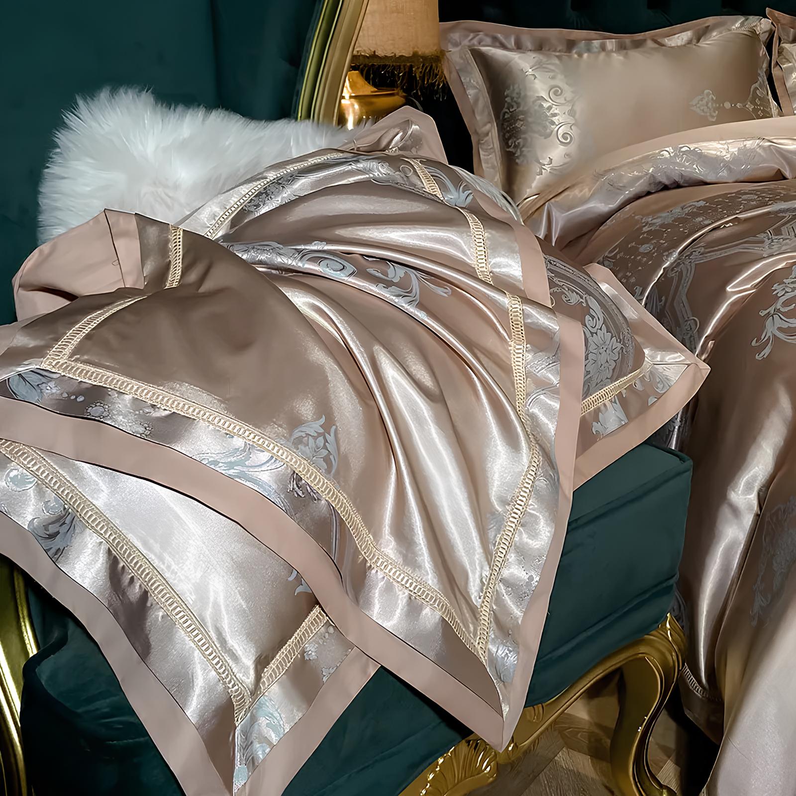 Premium Mocha Jacquard Duvet Set - Homevalley.co.uk