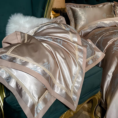 Premium Mocha Jacquard Duvet Set - Homevalley.co.uk