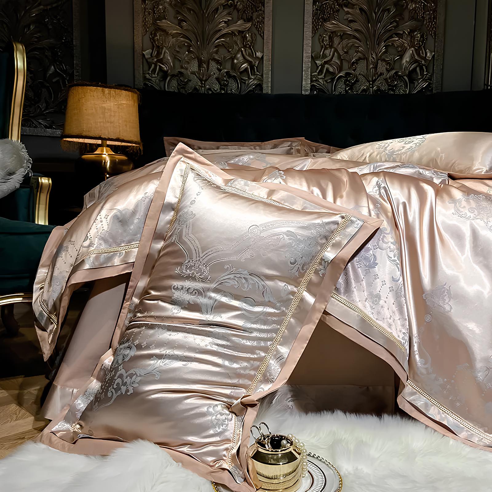 Premium Mocha Jacquard Duvet Set - Homevalley.co.uk