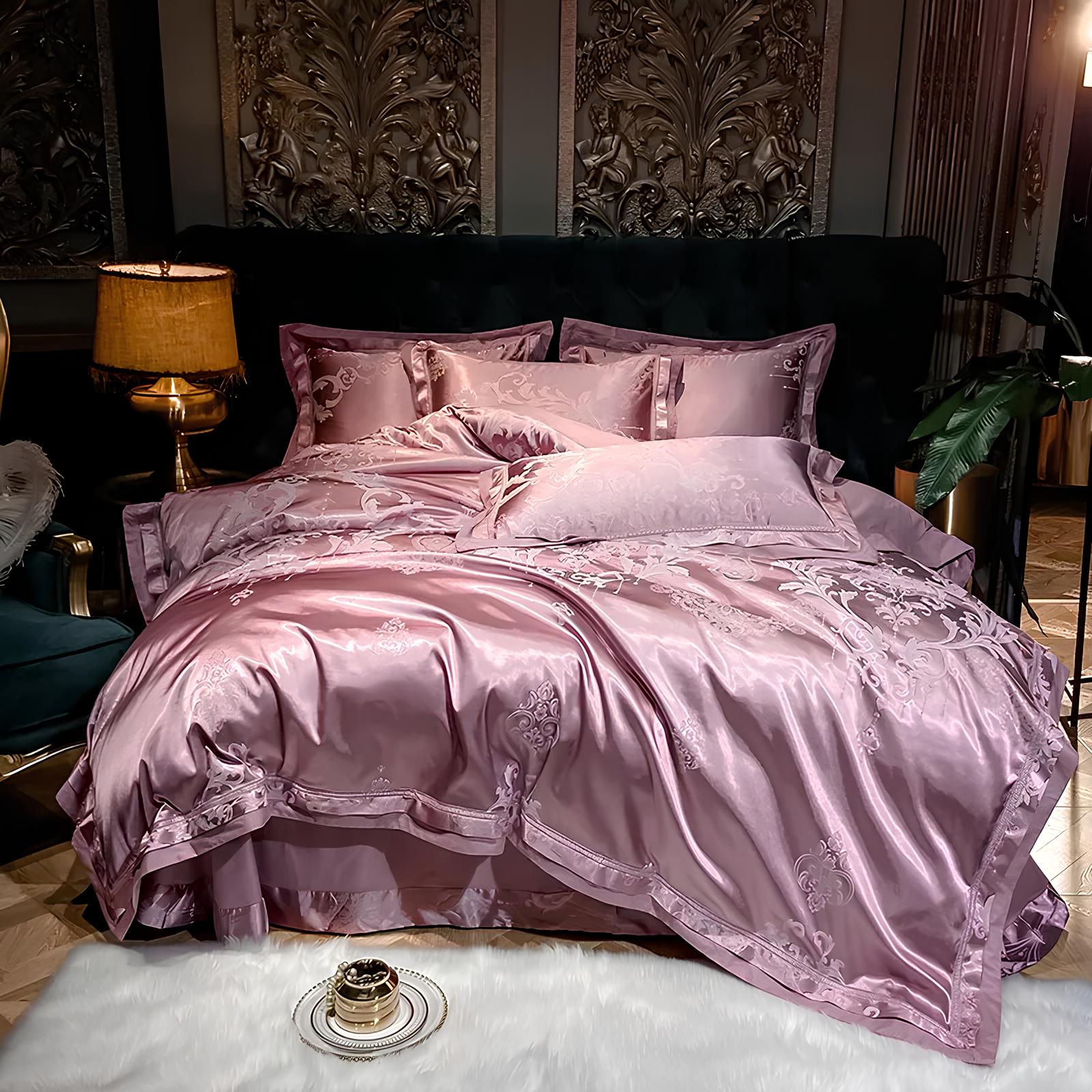 Premium Pink Jacquard Duvet Set - Homevalley.co.uk