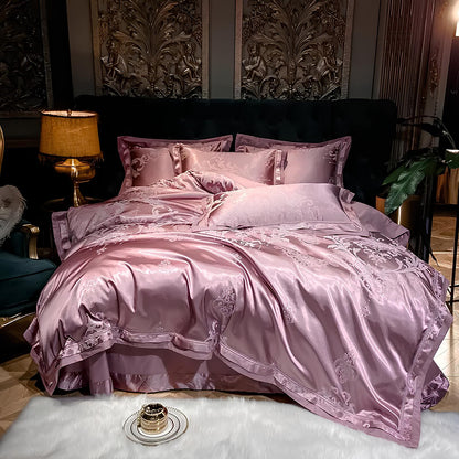 Premium Pink Jacquard Duvet Set - Homevalley.co.uk
