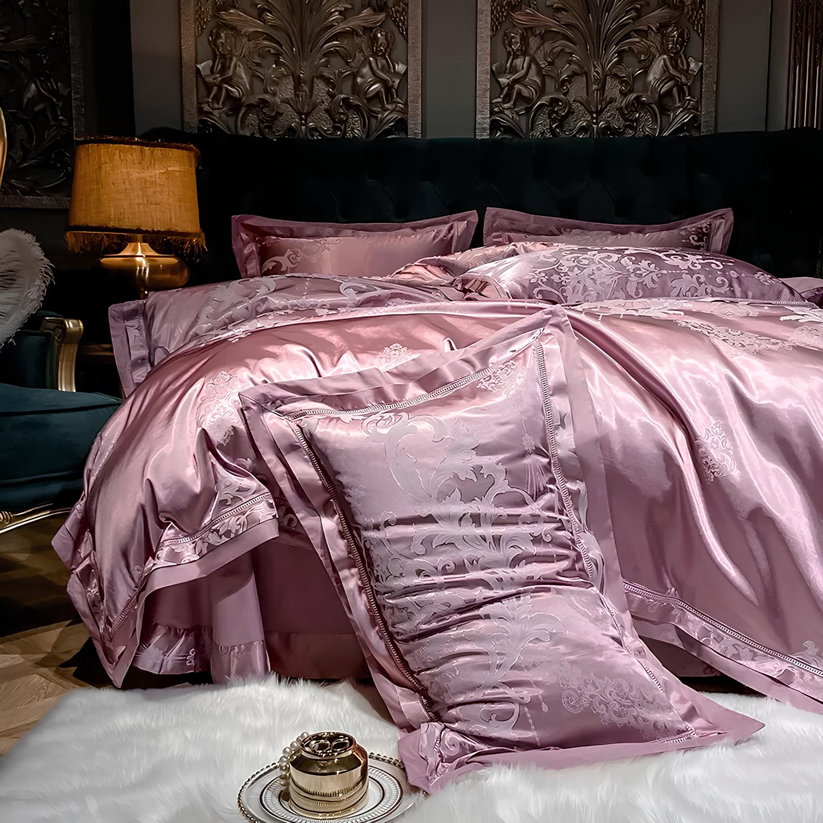 Premium Pink Jacquard Duvet Set - Homevalley.co.uk