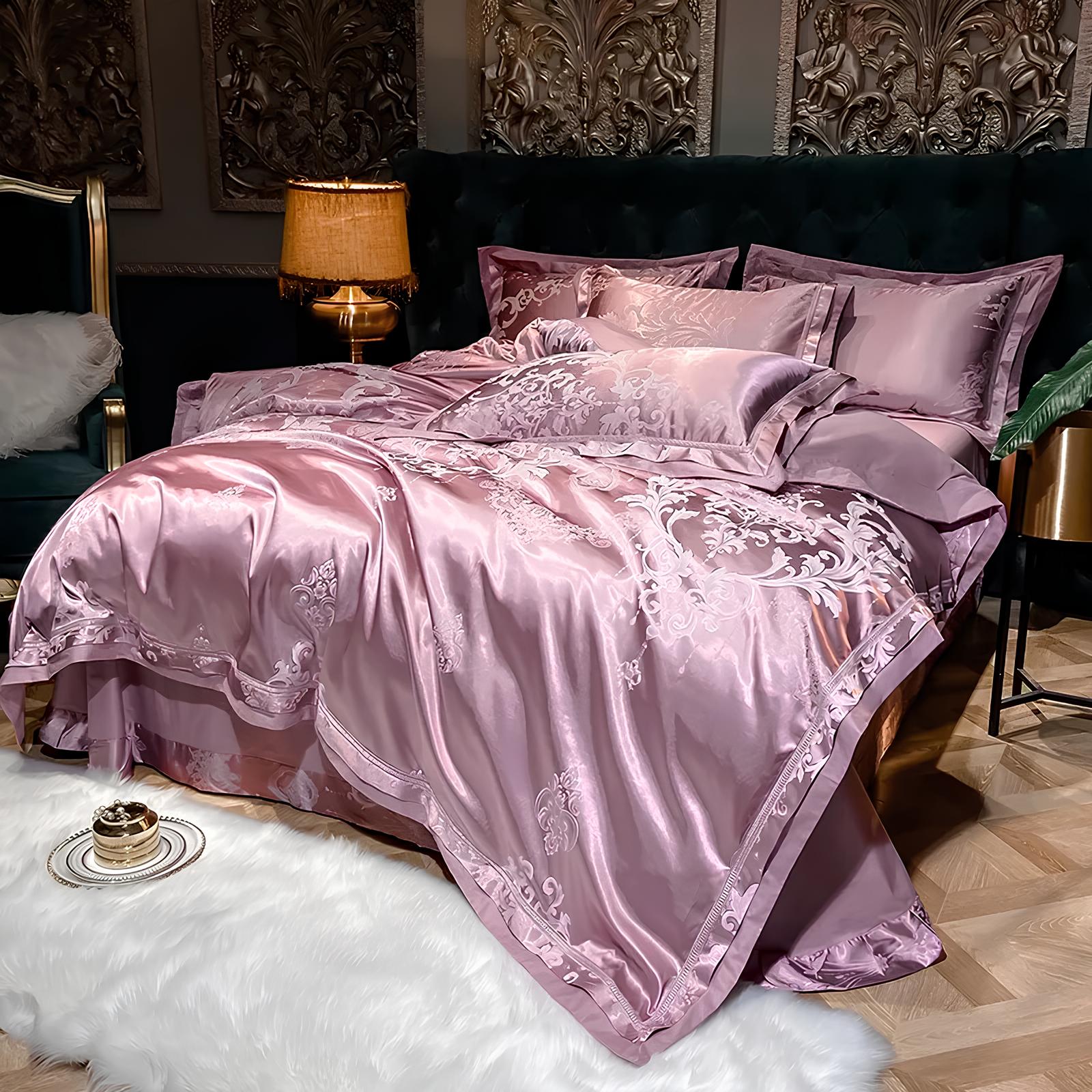 Premium Pink Jacquard Duvet Set - Homevalley.co.uk