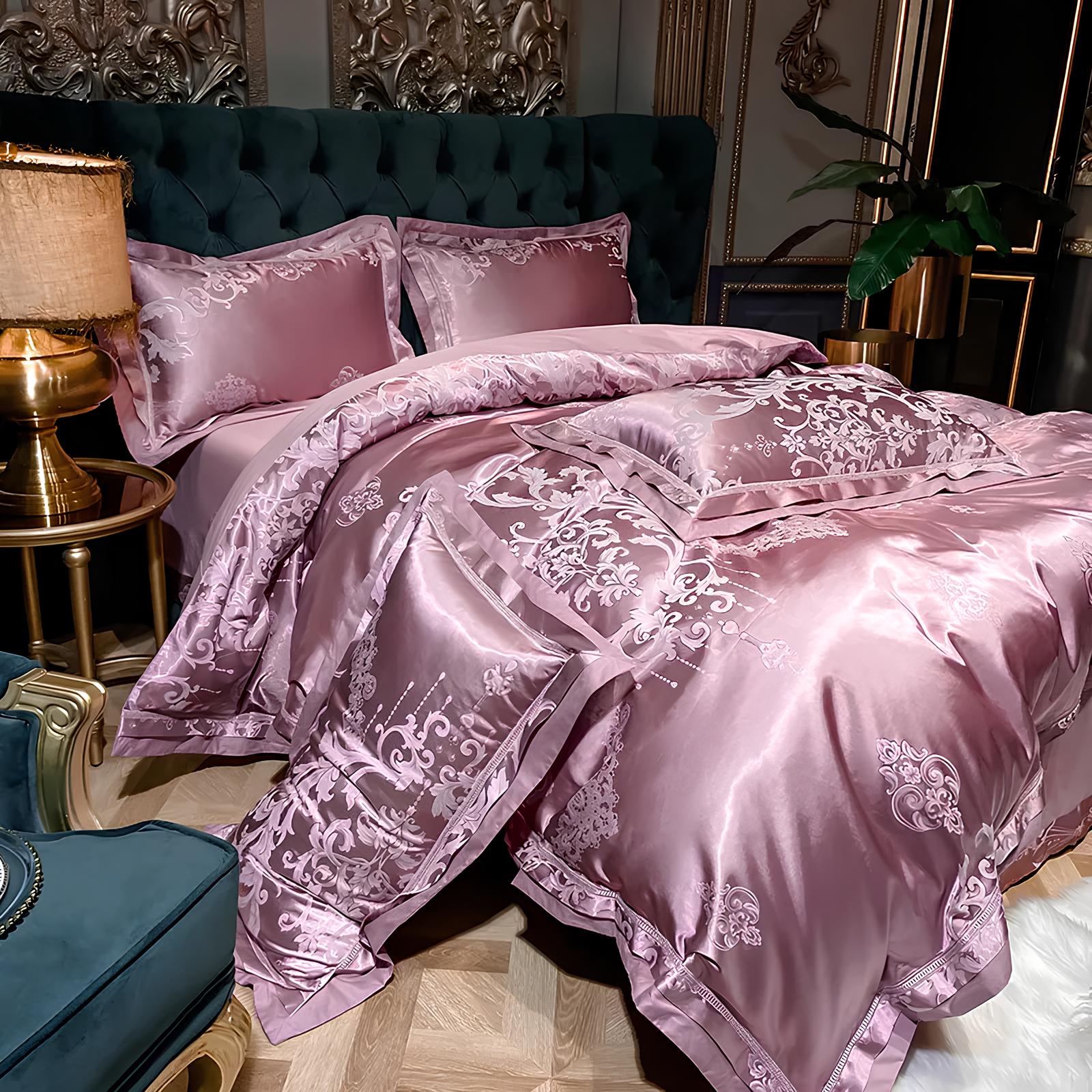 Premium Pink Jacquard Duvet Set - Homevalley.co.uk