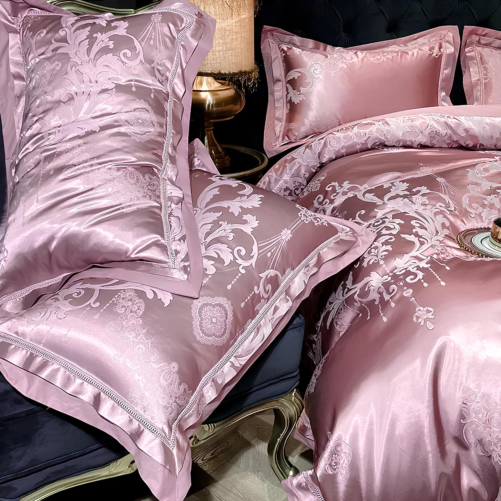 Premium Pink Jacquard Duvet Set - Homevalley.co.uk