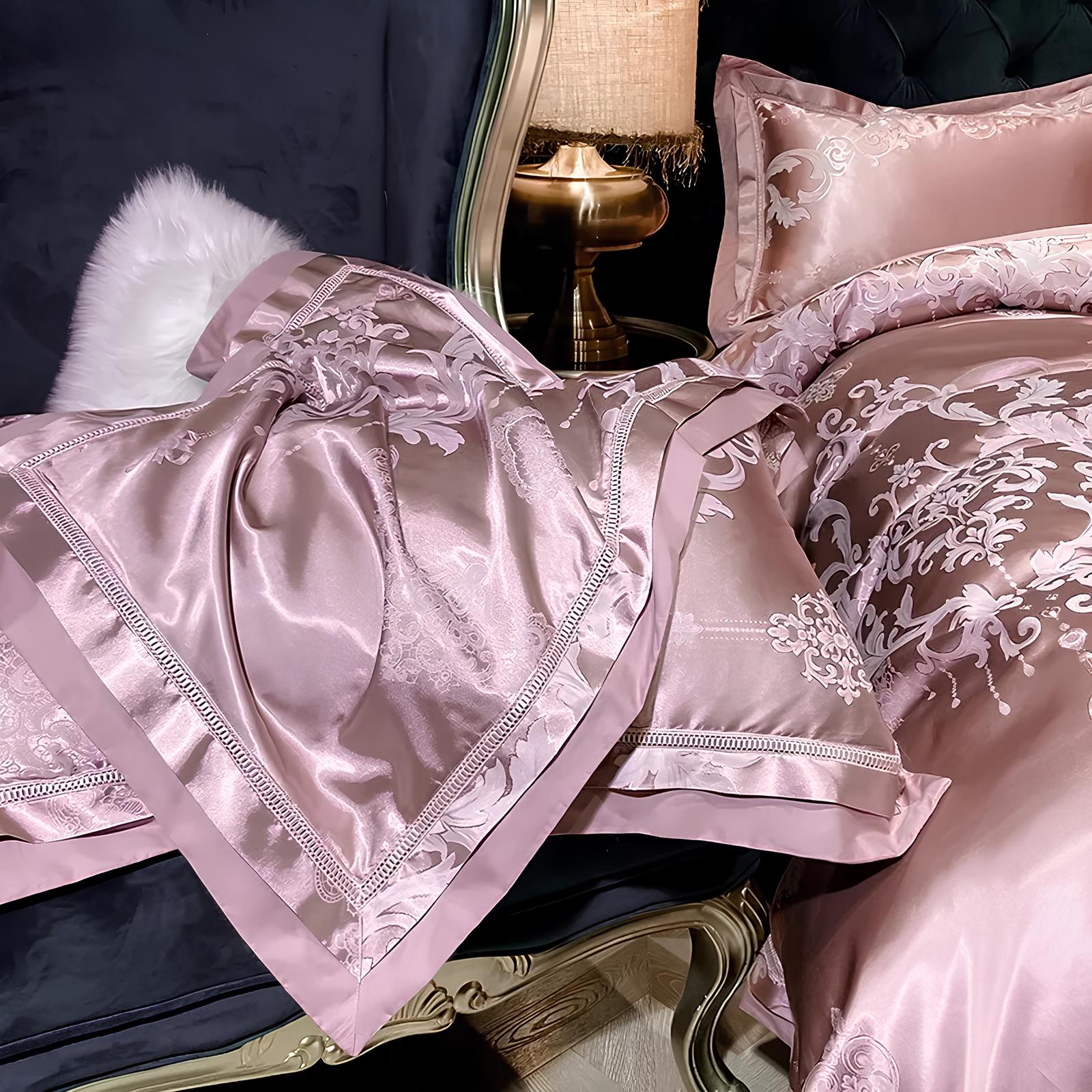 Premium Pink Jacquard Duvet Set - Homevalley.co.uk