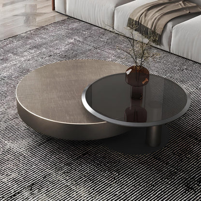 Premium Stainless Steel Round Coffee Tables - Luxurious Tempered Glass Side Table set - Homevalley.co.uk
