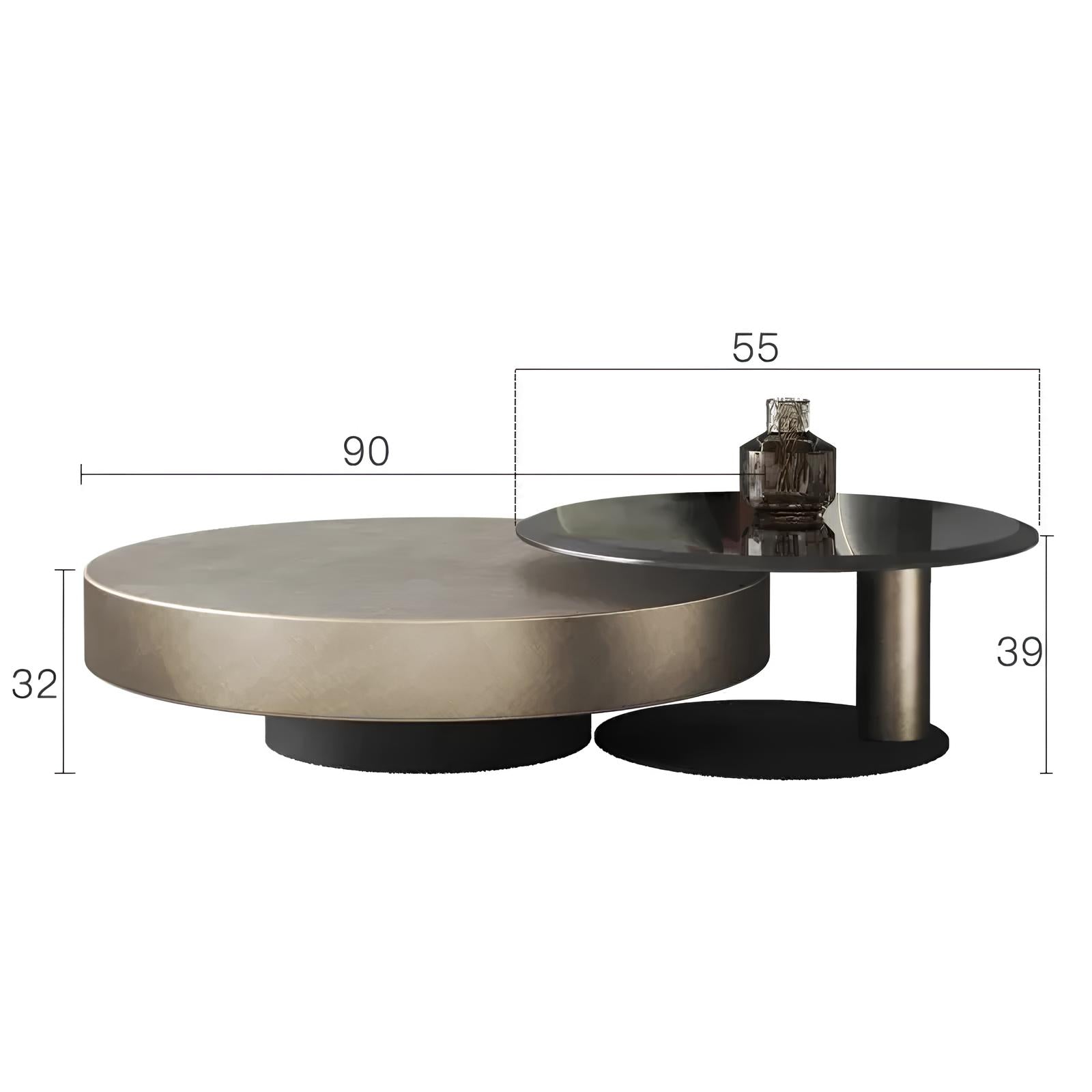 Premium Stainless Steel Round Coffee Tables - Luxurious Tempered Glass Side Table set - Homevalley.co.uk