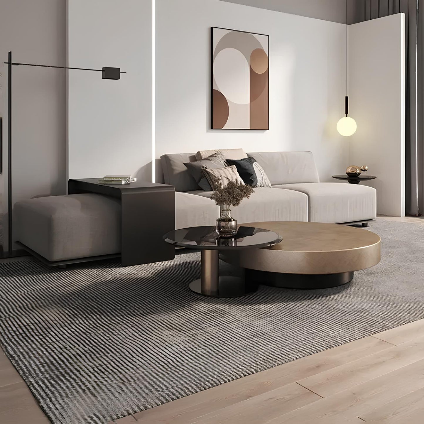 Premium Stainless Steel Round Coffee Tables - Luxurious Tempered Glass Side Table set - Homevalley.co.uk