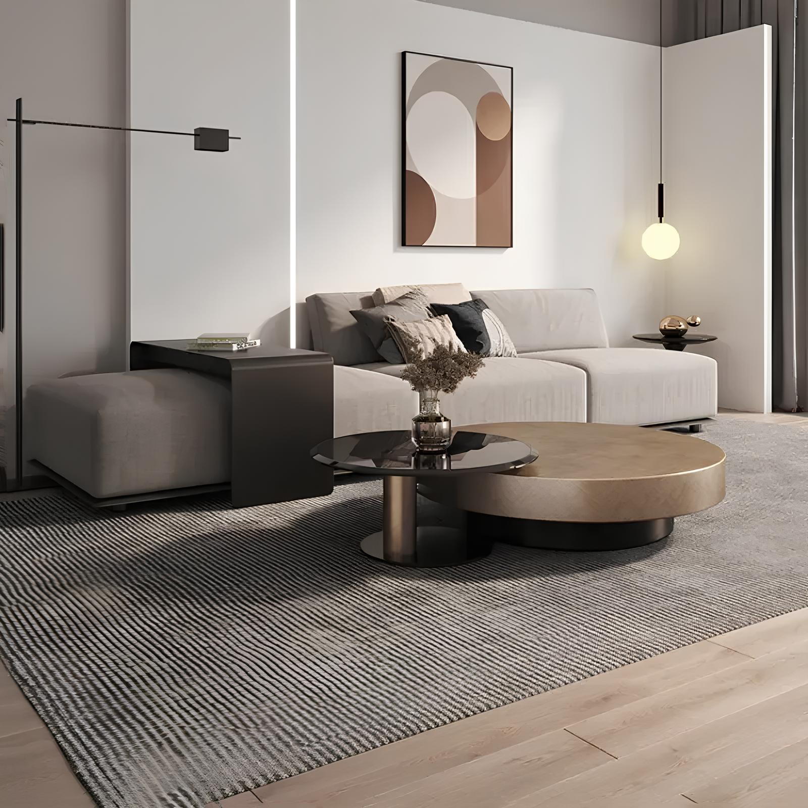 Premium Stainless Steel Round Coffee Tables - Luxurious Tempered Glass Side Table set - Homevalley.co.uk