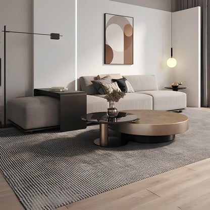 Premium Stainless Steel Round Coffee Tables - Luxurious Tempered Glass Side Table set - Homevalley.co.uk