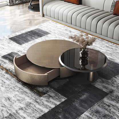 Premium Stainless Steel Round Coffee Tables - Luxurious Tempered Glass Side Table set - Homevalley.co.uk