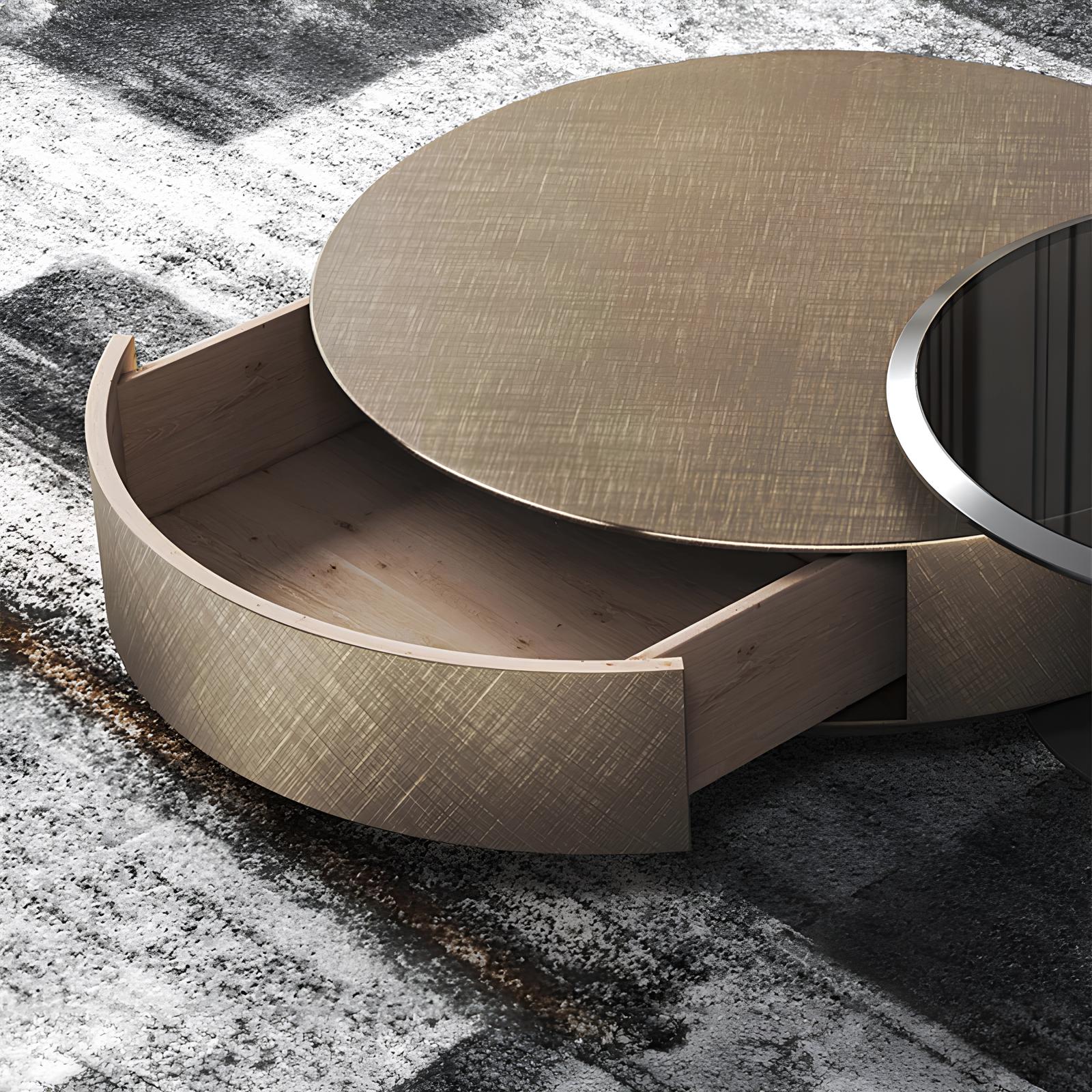 Premium Stainless Steel Round Coffee Tables - Luxurious Tempered Glass Side Table set - Homevalley.co.uk