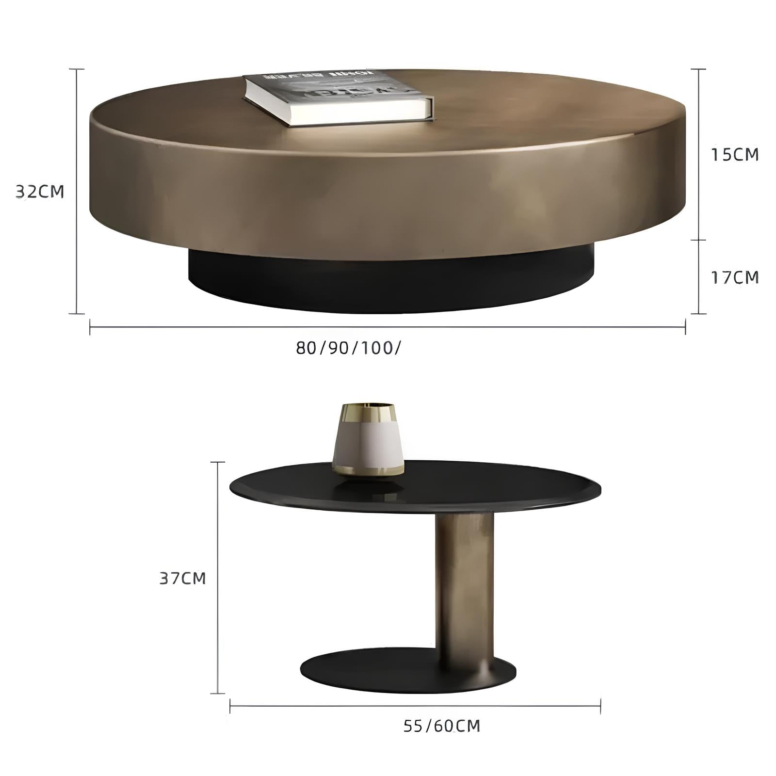 Premium Stainless Steel Round Coffee Tables - Luxurious Tempered Glass Side Table set - Homevalley.co.uk