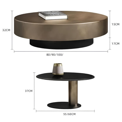 Premium Stainless Steel Round Coffee Tables - Luxurious Tempered Glass Side Table set - Homevalley.co.uk