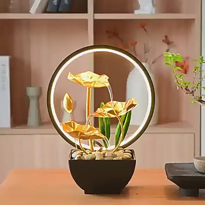 Home Desk 3-tier Fountain Water with Circulating LED Ring Lights