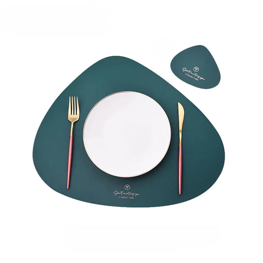 PU Leather Waterproof Non-Slip Placemat for Table Place Mat + Coaster - Homevalley.co.uk