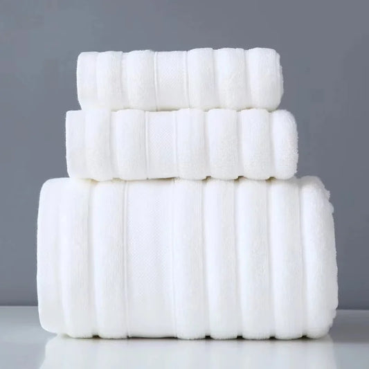 Pure 100% Cotton Soft Terry Towel Set of 3 - Homevalley.co.uk