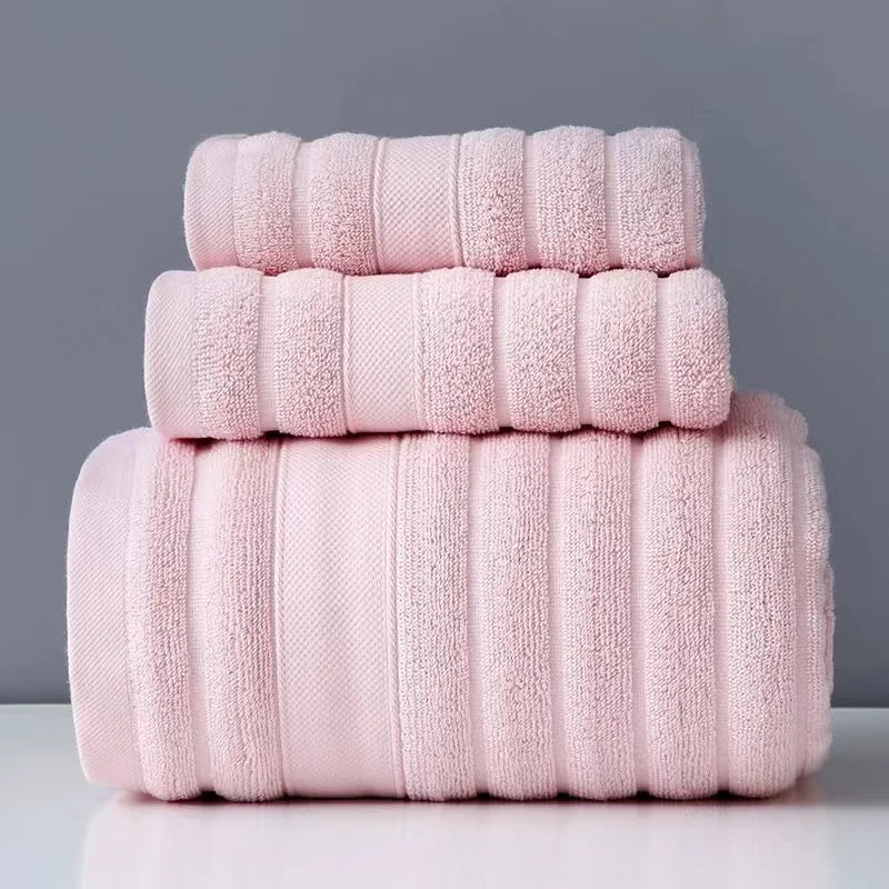 Pure 100% Cotton Soft Terry Towel Set of 3 - Homevalley.co.uk