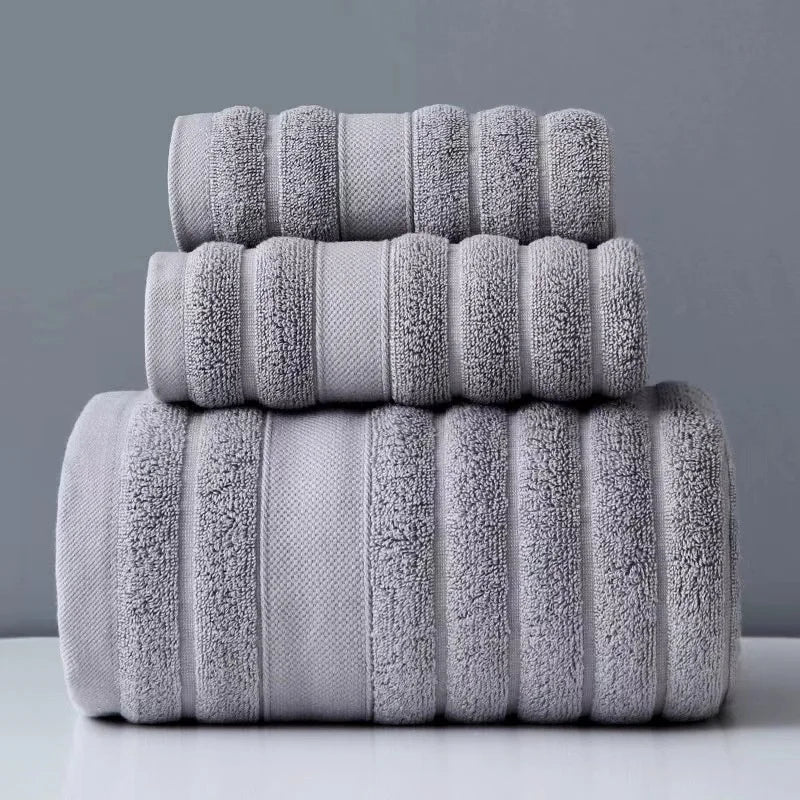 Pure 100% Cotton Soft Terry Towel Set of 3 - Homevalley.co.uk