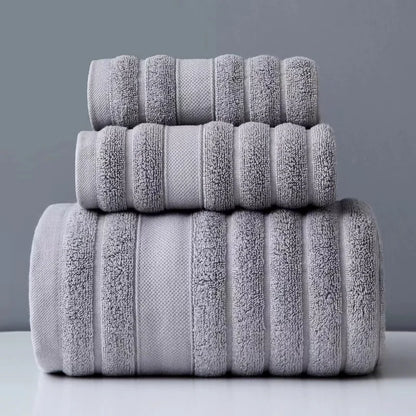 Pure 100% Cotton Soft Terry Towel Set of 3 - Homevalley.co.uk