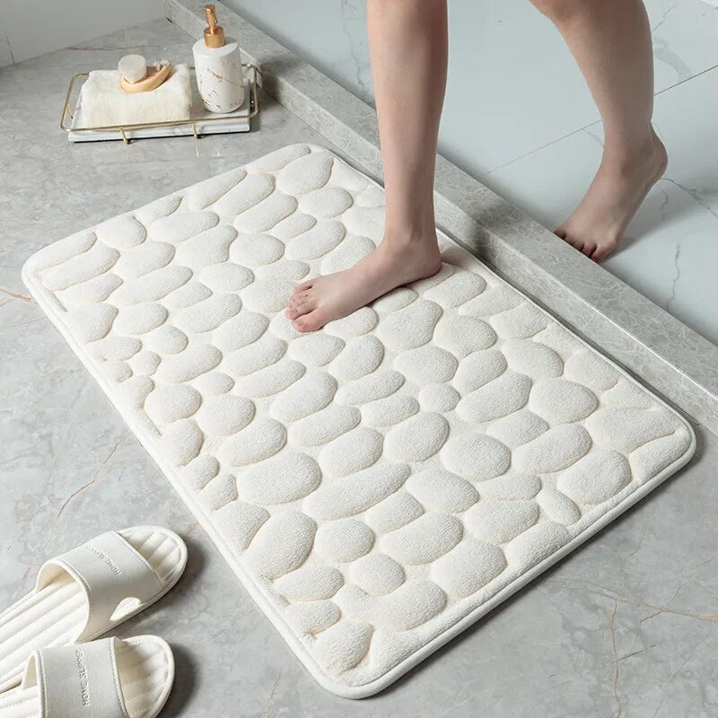 Raised Paver Bathroom Rug Non-Slip Memory Foam – Stylish, Soft, and Safe for Your Bathroom - Homevalley.co.uk