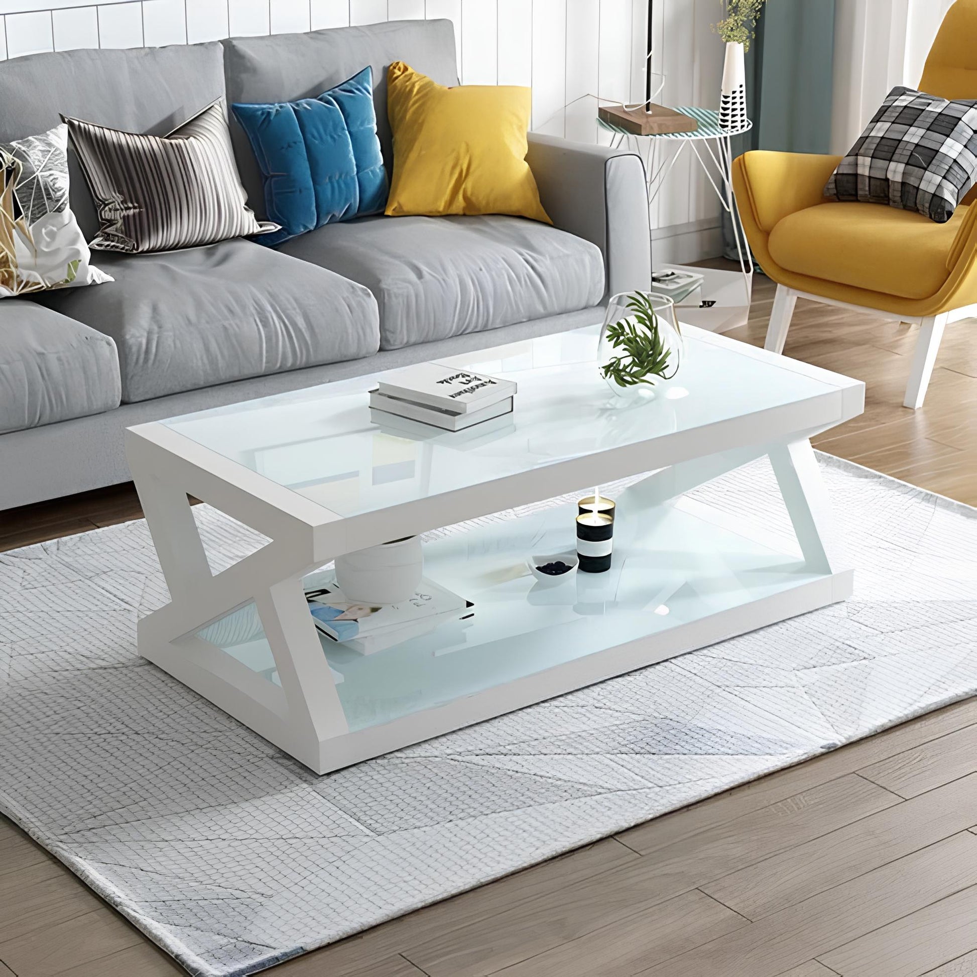 Rectangle Tempered Glass Japanese Style Coffee Table - Homevalley.co.uk