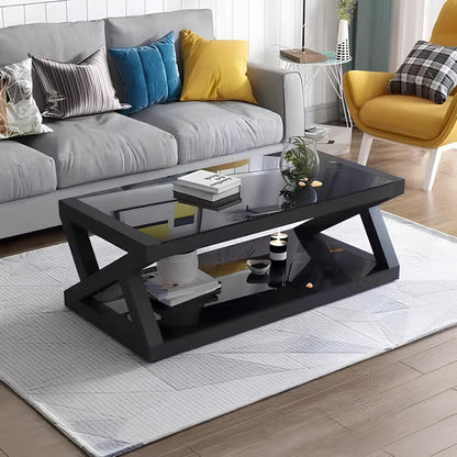 Rectangle Tempered Glass Japanese Style Coffee Table - Homevalley.co.uk