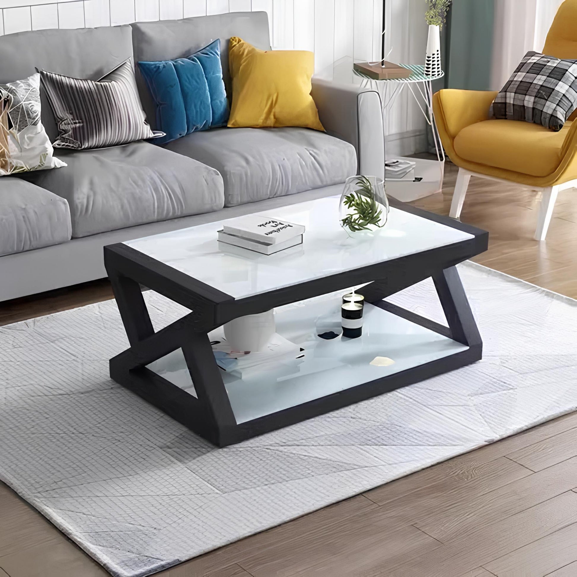 Rectangle Tempered Glass Japanese Style Coffee Table - Homevalley.co.uk