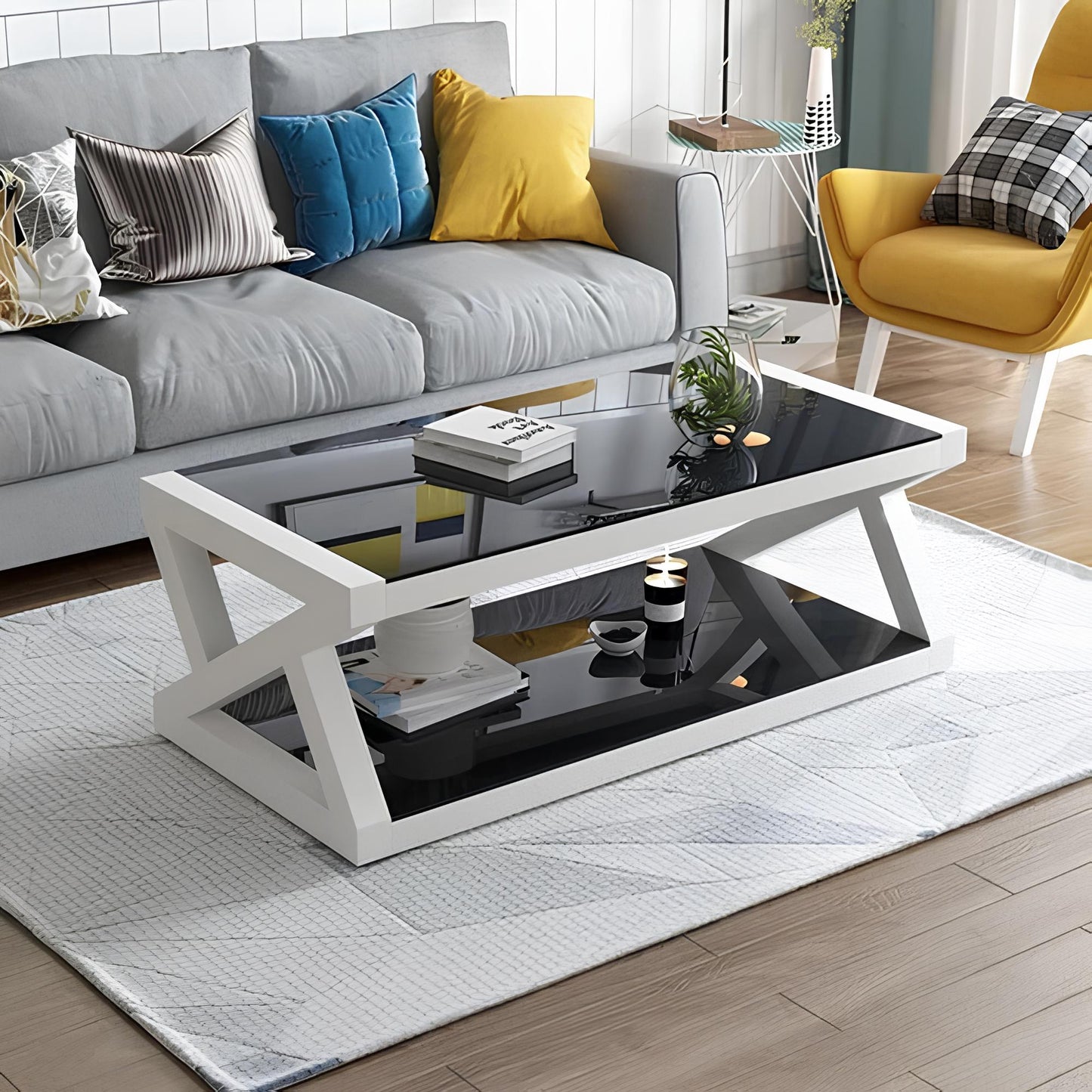 Rectangle Tempered Glass Japanese Style Coffee Table - Homevalley.co.uk