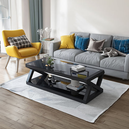Rectangle Tempered Glass Japanese Style Coffee Table - Homevalley.co.uk