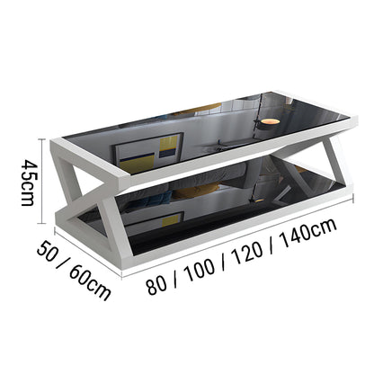 Rectangle Tempered Glass Japanese Style Coffee Table - Homevalley.co.uk