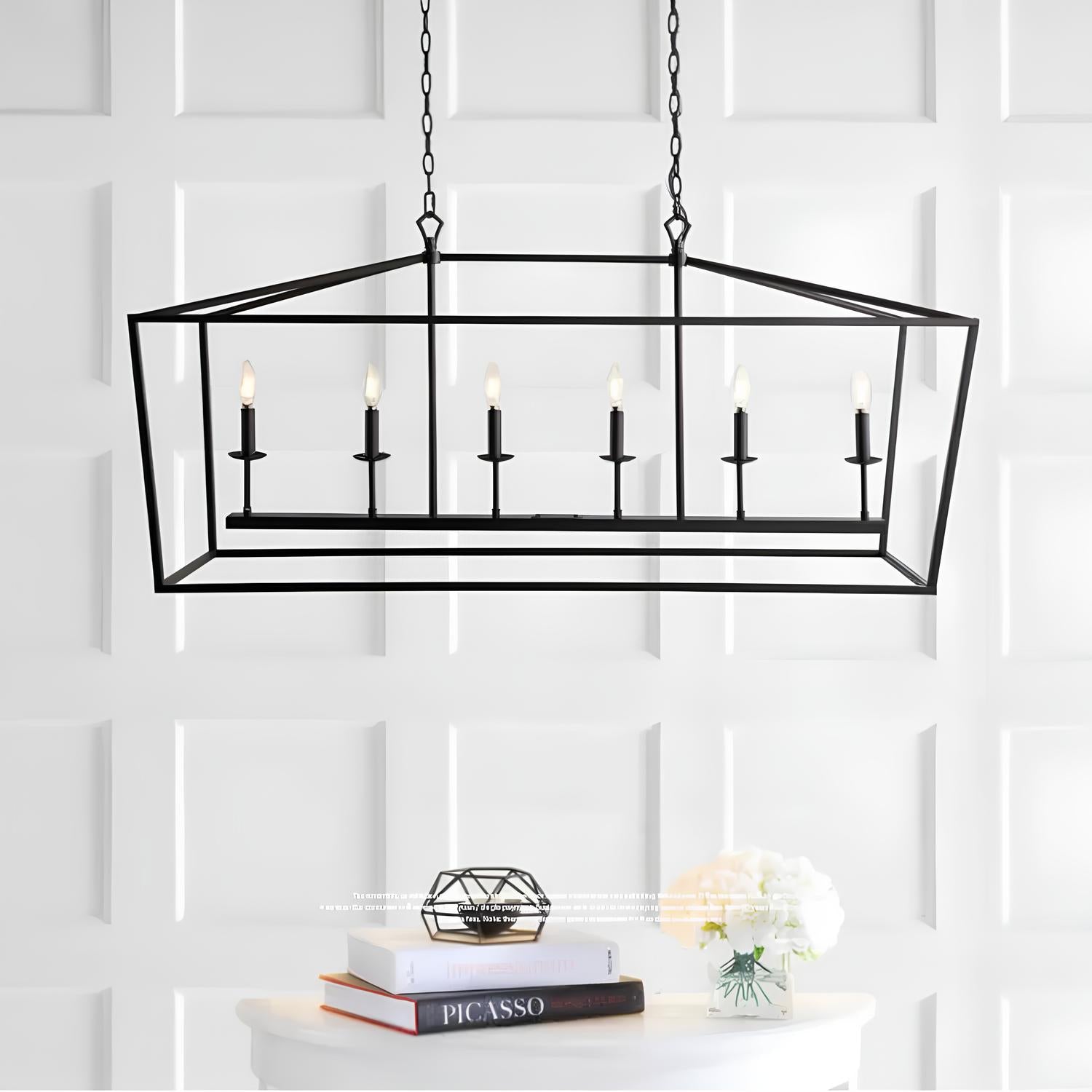 Rectangular Industrial Style Ceiling Lamp 6 Lights - Homevalley.co.uk