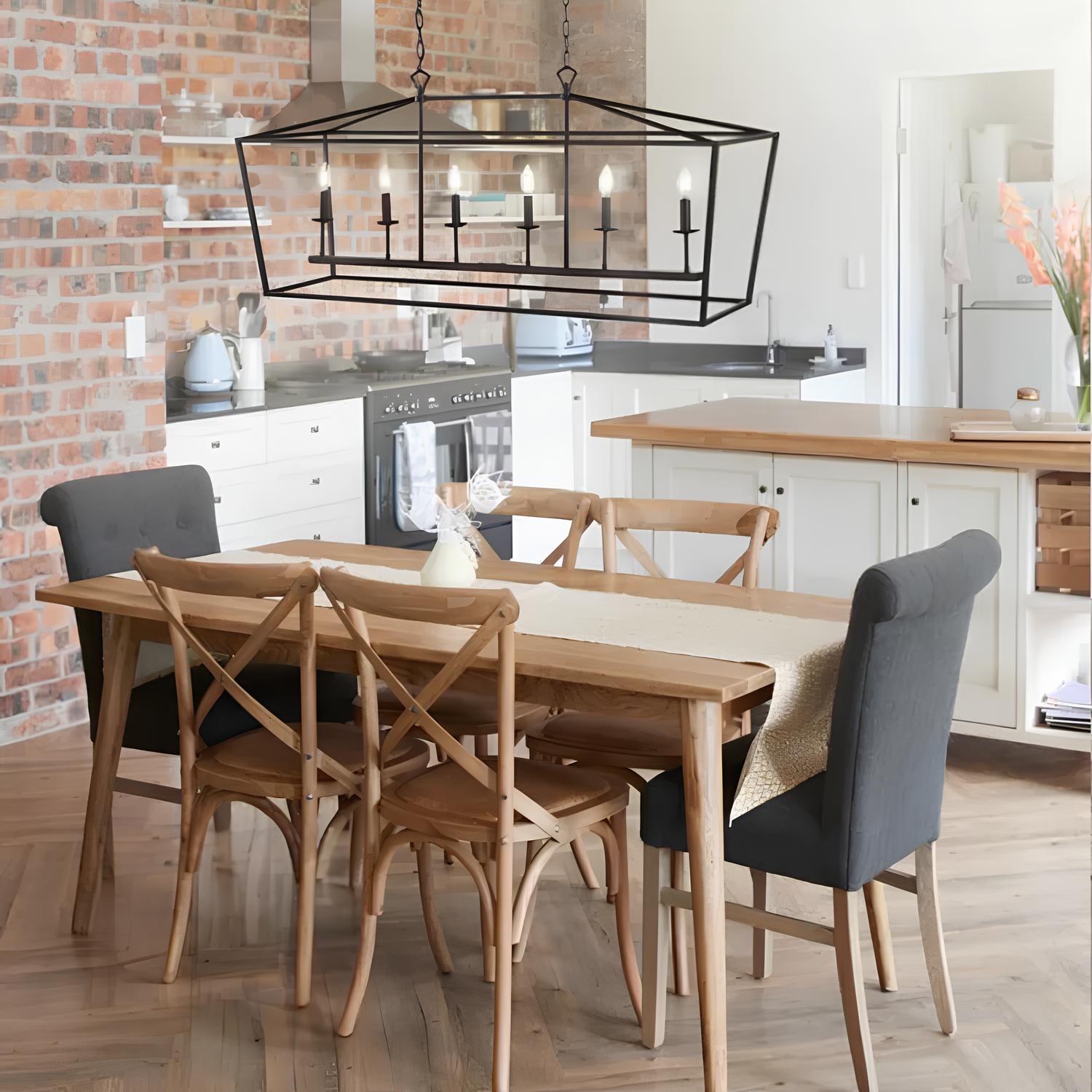 Rectangular Industrial Style Ceiling Lamp 6 Lights - Homevalley.co.uk
