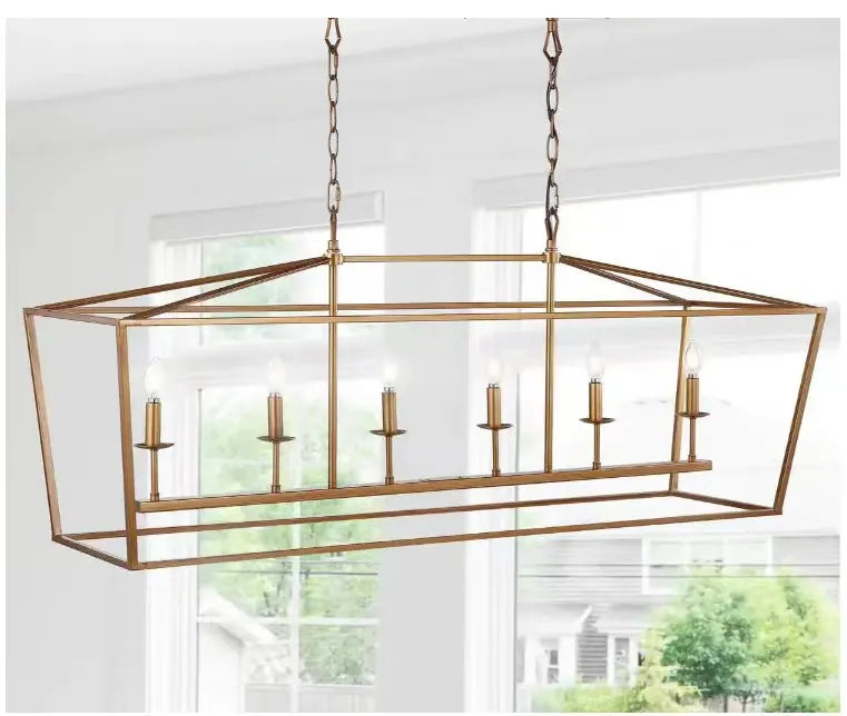 Rectangular Industrial Style Ceiling Lamp 6 Lights - Homevalley.co.uk