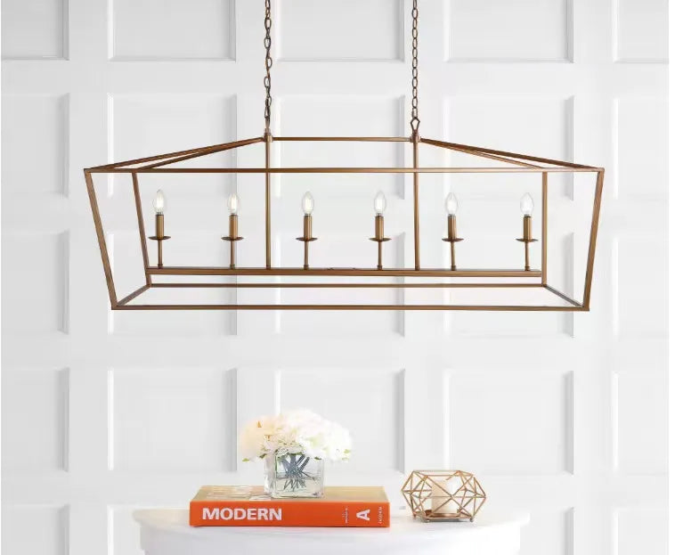 Rectangular Industrial Style Ceiling Lamp 6 Lights - Homevalley.co.uk