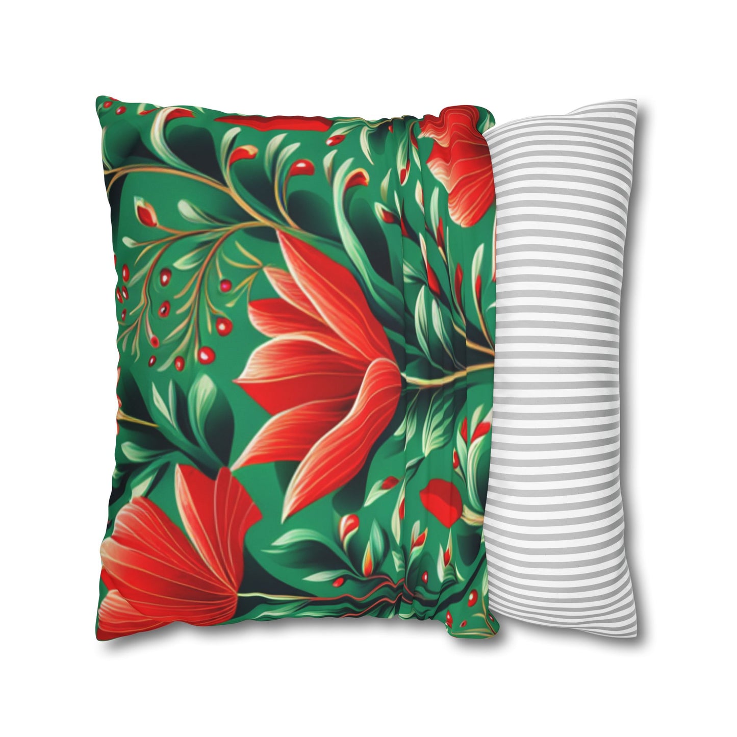 Red Flowers Square Pillowcase, Floral Decor, Flowers and Plants - Homevalley.co.uk