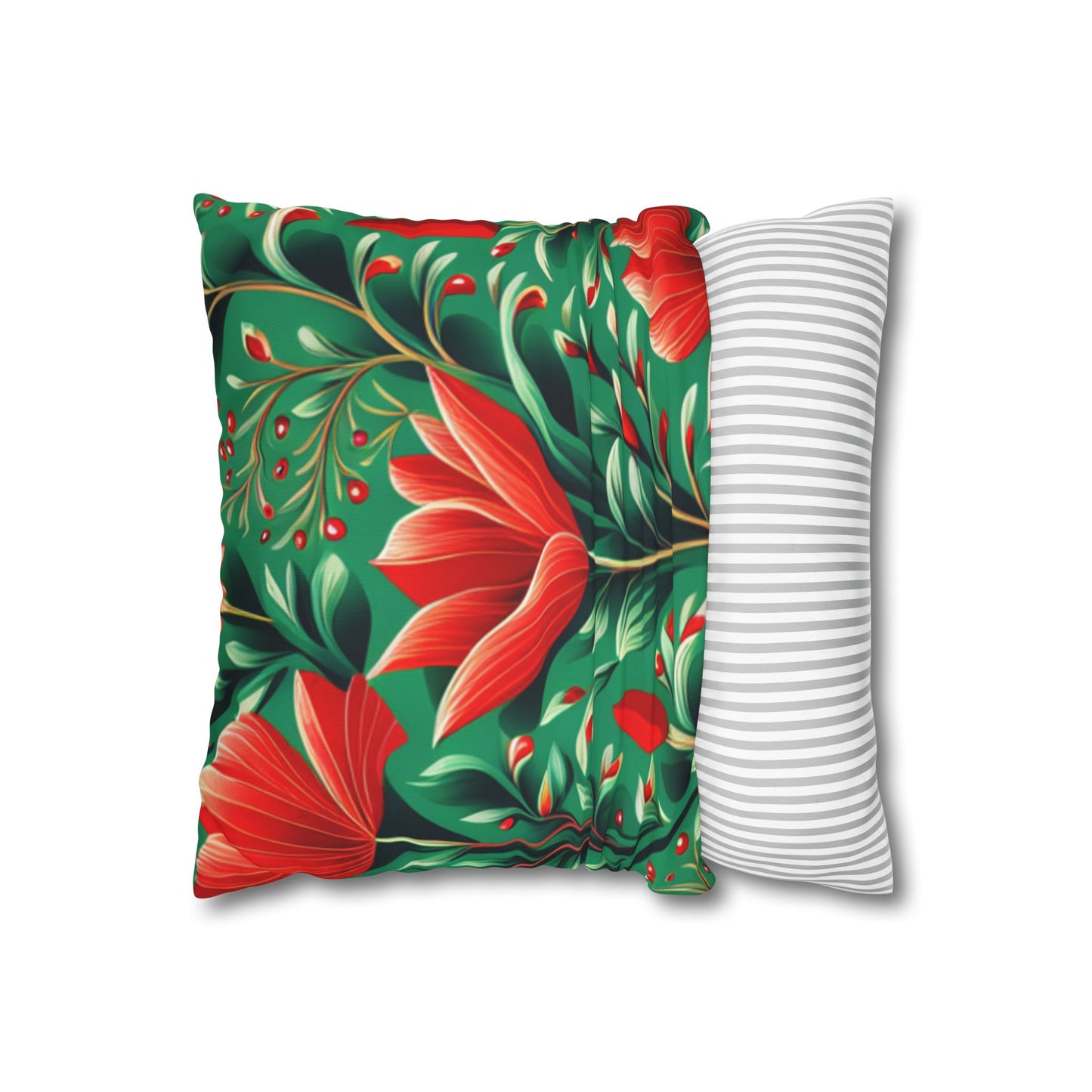 Red Flowers Square Pillowcase, Floral Decor, Flowers and Plants - Homevalley.co.uk