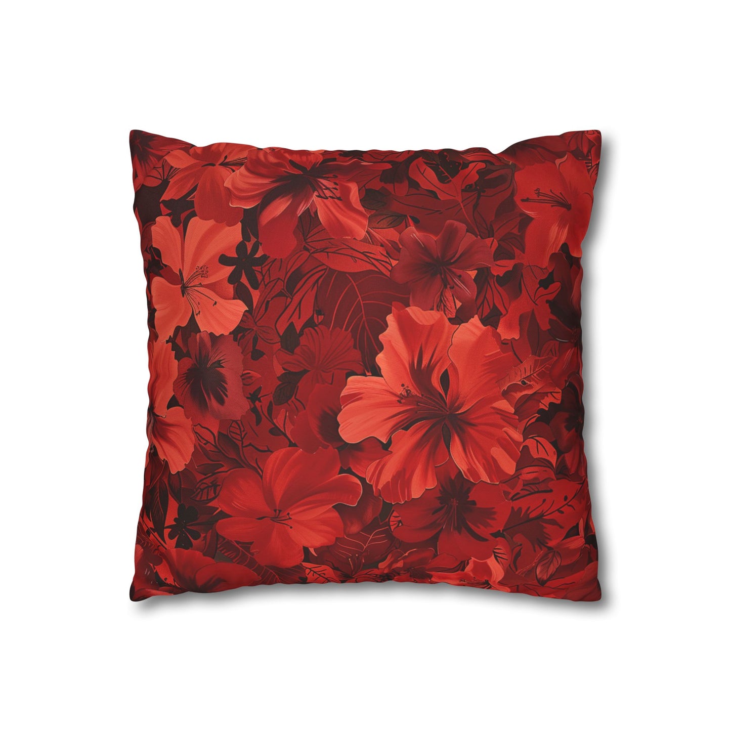 Red Flowers Square Pillowcase, Floral Decor, Flowers and Plants - Homevalley.co.uk