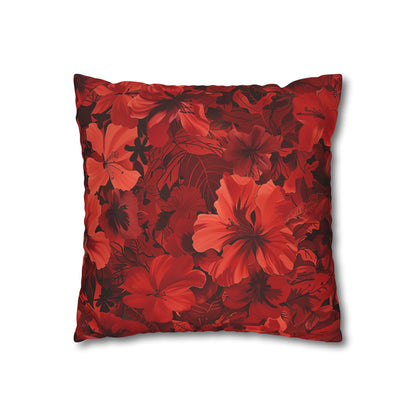 Red Flowers Square Pillowcase, Floral Decor, Flowers and Plants - Homevalley.co.uk