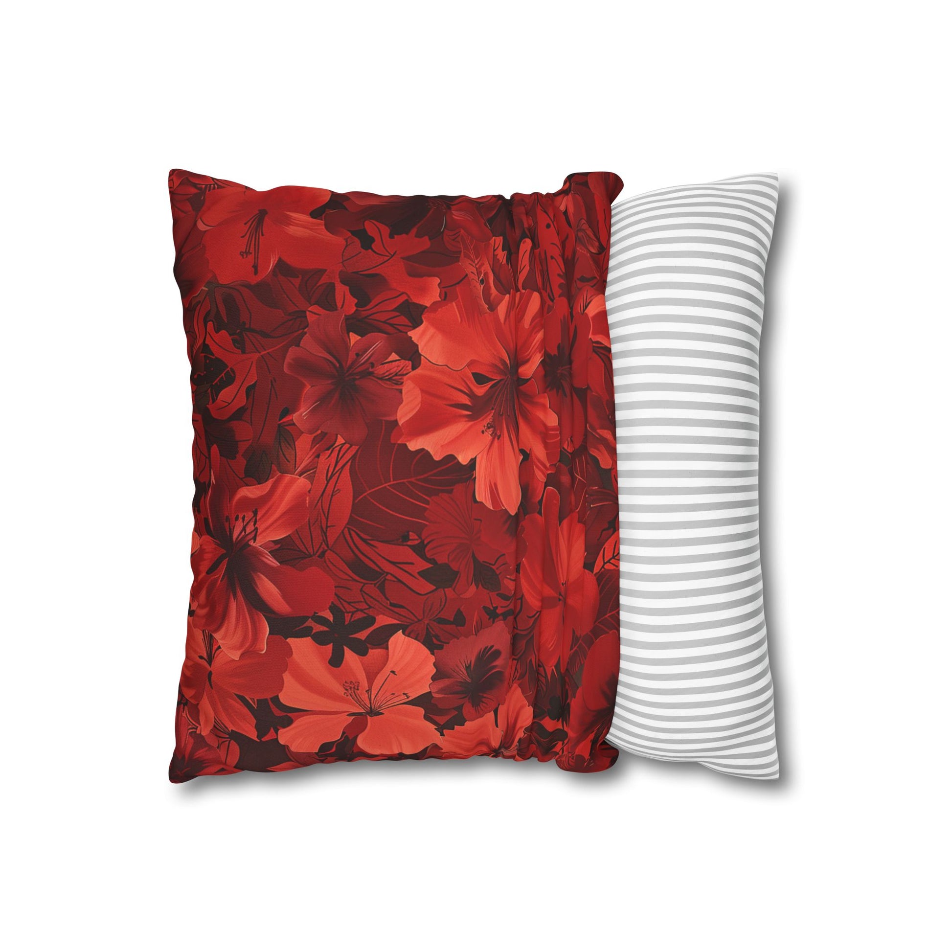 Red Flowers Square Pillowcase, Floral Decor, Flowers and Plants - Homevalley.co.uk