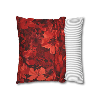 Red Flowers Square Pillowcase, Floral Decor, Flowers and Plants - Homevalley.co.uk